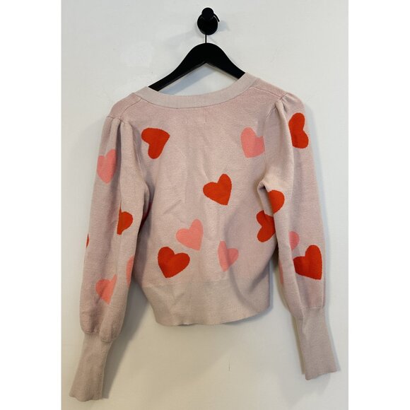 MAEVE by Anthropologie Lily Hearts Cardigan in Pink Size Medium - Picture 7 of 7